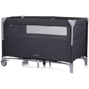 Patut pliabil Chipolino Relax Anthracite Linen cu laterala culisanta, intrare laterala cu fermoar, geanta pentru transport, greutate admisa 15 kg imagine