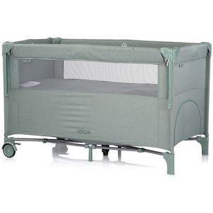 Patut pliabil Chipolino Relax Basil Linen cu laterala culisanta, intrare laterala cu fermoar, geanta pentru transport, greutate admisa 15 kg imagine