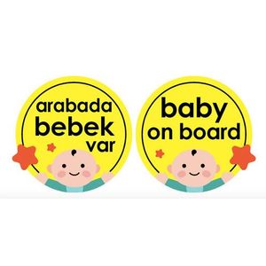 Semn luneta Baby on board Galben cu ventuza imagine