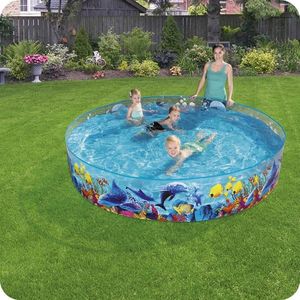 Piscina pentru gradina Bestway Fill and Fun 244x46 cm, Capacitate 2074 litri, Material PVC ranforsat rezistent imagine