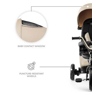 Tricicleta pentru copii Kinderkraft Easytwist Beige cu scaun reversibil, pozitie de somn, cauciucuri PU, protectie UV, de la varsta de 9 luni imagine