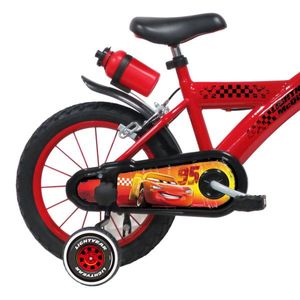 Bicicleta pentru copii Denver Disney Cars 14 inch, inaltime utilizator 95-115 cm, roti gonflabile, frana de mana pe ambele roti, scaun si ghidon ajustabile, roti ajutatoare, suport si sticla de apa, clopotel imagine