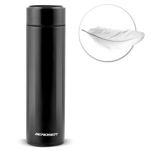 Termos cu vid Berdsen Black 420 ml cu afisaj LCD a temperaturii, Tehnologie TermoLite, Interior din otel inoxidabil, Baza antiderapanta, Capac rezistent la scurgeri, Aspect modern, Pastrare cald 12 ore si rece 24 ore imagine