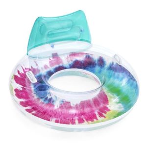 Colac gonflabil Bestway Rainbow Splash cu Manere, Suport pahar, Tetiera, Diametru 117 cm, Sarcina maxima 90kg imagine