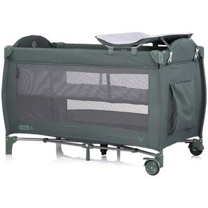 Patut pliabil Chipolino Bella Basil cu doua nivele, intrare laterala cu fermoar, 2 roti cu frane, saltea de infasat, carusel muzical, geanta pentru transport, buzunar si organizator accesorii imagine