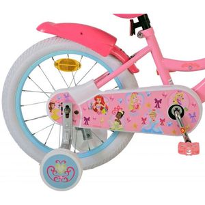 Bicicleta EL Disney Princess 16 inch cu frana spate butuc, roti gonflabile din cauciuc, cosulet, roti ajutatoare, scaun si ghidon ajustabile imagine