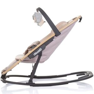 Scaunel balansoar Chipolino Senso Biscotta Wood cu spatar reglabil, bara de jucarii, suport pentru cap, centuri de siguranta, pliere compacta imagine