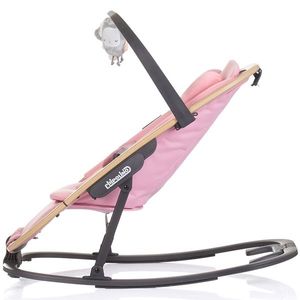 Scaunel balansoar Chipolino Senso Pink Marshmallow Wood cu spatar reglabil, bara de jucarii, suport pentru cap, centuri de siguranta, pliere compacta imagine