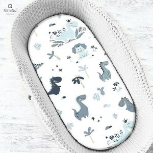 Cearceaf cu elastic Miminu pentru landou 80x35 cm din bumbac Dino Granat imagine