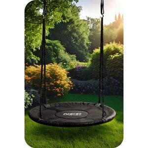 Leagan tip cuib pentru copii Neo-Sport Negru XXL, 100 cm, material impermeabil, cadru din otel, greutate suportata 150 kg imagine