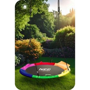Leagan tip cuib pentru copii Neo-Sport Multicolor XXL, 100 cm, material impermeabil, cadru din otel, greutate suportata 150 kg imagine