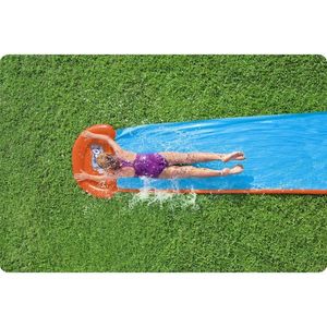 Tobogan cu apa pentru 1 persoana Bestway H2O GO Tsunami Splash Ramp Albastru, Lungime 488 cm, Conectare la furtun, Aspersoare incorporate, Punct start si finish gonflabile, Patch de reparare inclus imagine