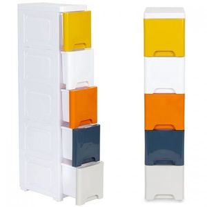 Raft pe roti cu 5 compartimente pentru depozitarea jucariilor ModernHome Multicolor imagine