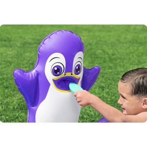 Piscina gonflabila pentru copii Bestway Polar Pals 134x131x73 cm cu jucarii gonflabile incluse, Material PVC rezistent, Capacitate 84 litri, Patch reparatie inclus imagine