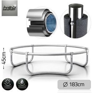 Trambulina de gradina pentru copii Neo-Sport Albastru 183cm 6FT cu Scara si Plasa de siguranta exterioara, Stalpi metalici cu protectie din burete, Intrare cu fermoar , Covoras impermeabil flexibil imagine