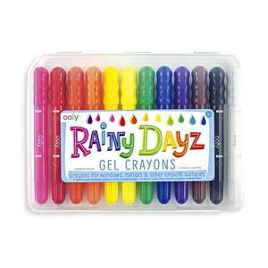 Creioane cu gel pentru pictura pe sticla Ooly, Rainy dayz, 12 culori lavabile imagine