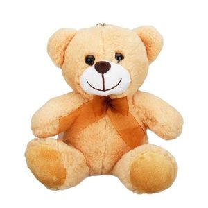 Ursulet de plus cu fundita, Puffy Friends, Maro deschis, 21 cm imagine