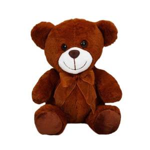 Ursulet de plus cu fundita, Puffy Friends, Maro inchis, 21 cm imagine