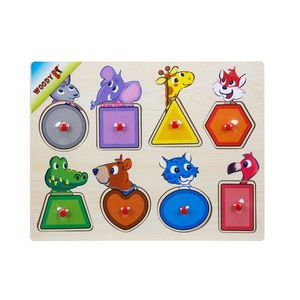 Joc educativ din lemn, Woody, Animale salbatice, 8 piese imagine
