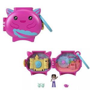 Mini gentuta in forma de animalut cu accesorii, Polly Pocket, Axolotl, HXX22 imagine