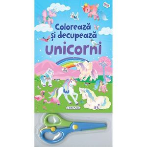 Coloreaza si decupeaza Unicorni albastri imagine