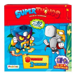 Set 8 figurine si 2 vehicule Surpriza SuperThings Rivals of Kaboom imagine