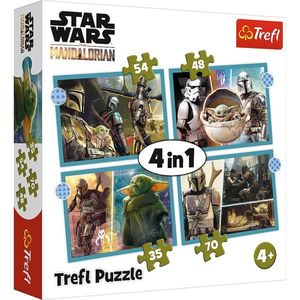 Puzzle Trefl 4 in 1, Baby Yoda, Star Wars Mandalorian (35, 48, 54, 70 piese) imagine