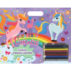 Coloreaza - Unicorni (contine creioane) imagine