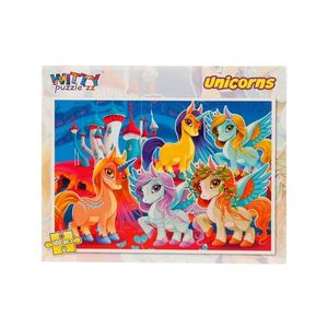Puzzle Witty Puzzlezz, 100 piese, Unicorni imagine