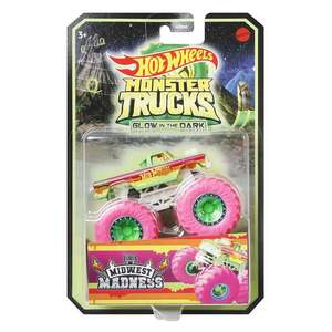Masinuta Monster Trucks, Hot Wheels, Glow in the Dark, 1: 64, Midwest Madnes, HCB54 imagine