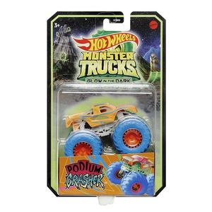 Masinuta Monster Trucks, Hot Wheels, Glow in the Dark, 1: 64, Podium Crasher, HGD11 imagine