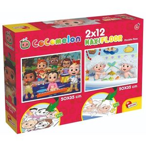 Puzzle de podea 2 in 1 Cocomelon Lisciani, Sa construim, Maxi, 2 x 12 piese imagine
