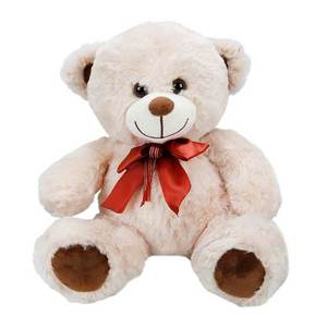 Ursulet de plus cu fundita rosie, Puffy Friends, 30 cm imagine