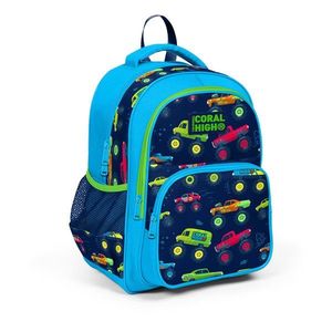 Ghiozdan cu 3 compartimente, Coral High, model masini imagine