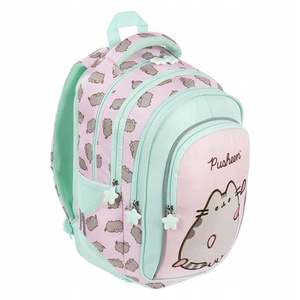 Ghiozdan cu 4 compartimente, St Majewski, St Right, Pusheen, Verde-Roz imagine