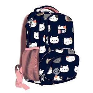 Ghiozdan cu 1 compartiment, St Majewski, St Right, Cuttie Kitties, Navy Blue imagine