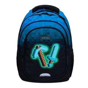 Ghiozdan cu 3 compartimente, AstraBag, Blue Pixel imagine