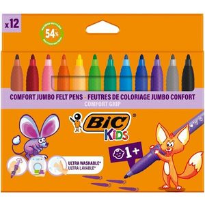 Set 12 markere de colorat, Bic, Kids Confort Jumbo, 4, 5mm imagine