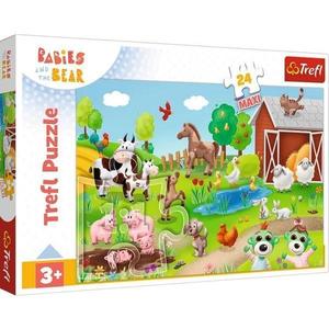 Puzzle 24 Maxi: Babies and the bear. Animale de la ferma imagine