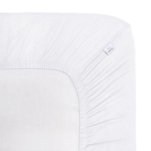 Cearceaf muselina organica, cu elastic, Little Amy, Alb, 90 x 180 cm imagine
