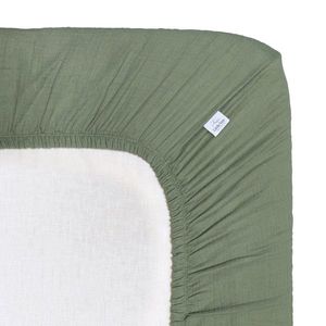 Cearceaf muselina organica, cu elastic, Little Amy, Verde, 90 x 200 cm imagine