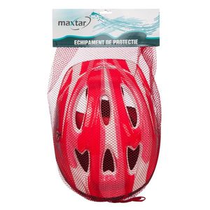 Set casca 55 cm, protectii coate, genunchi si brate Maxtar Rosu imagine