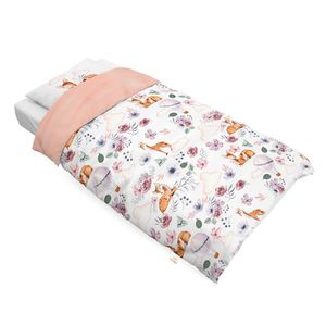 Set lenjerie de pat single din bumbac, Natura Roz pulbere, Little Amy, 100x135 cm imagine
