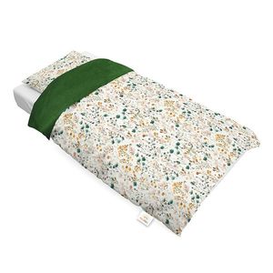 Set lenjerie de pat single din bumbac, Mini Flori Smarald, Little Amy, 100x135 cm imagine