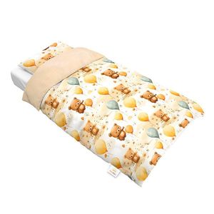 Set lenjerie de pat single din bumbac, Ursuleti cu baloane, Little Amy, 90x120 cm imagine