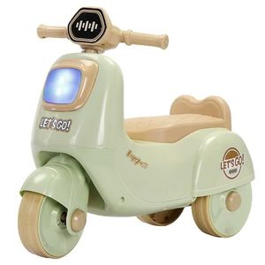 Motocicleta RideON fara pedale pentru copii Nichiduta Happy Lets GO Green cu far lumina LED, muzica, sezut ergonomic cu spatiu depozitare, sistem de siguranta antirasturnare, dimensiune 53x26x53 cm imagine