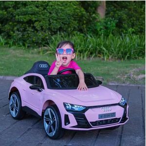 Masinuta electrica pentru copii Audi e-Tron GT Pink cu licenta, radiocomanda 2.4G, roti EVA, doua motoare, acumulator 12V, faruri si stopuri LED, acumulator 12V4, 5Ah, doua motoare, oglinzi retrovizoare, unitate audio cu muzica imagine