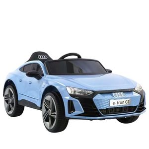 Masinuta electrica pentru copii Audi e-Tron GT Blue cu licenta, radiocomanda 2.4G, roti EVA, doua motoare, acumulator 12V, faruri si stopuri LED, acumulator 12V4, 5Ah, doua motoare, oglinzi retrovizoare, unitate audio cu muzica imagine