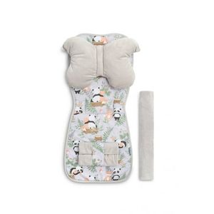 Set Saltea, Pernuta fluture, Protectii centuri si bara protectie pentru carucior copii Sensillo Panda and Fox, Compatibilitate universala, Reversibil, Material Fleece premiumBumbac, Umplutura antialergica, Orificii pentru centuri imagine