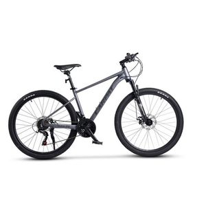 Bicicleta MTB-HT Carpat Pro Teen C27472A GriNegru, roti 27 inch, cadru aluminiu, 21 viteze, echipare Shimano, frane disc mecanice, cabluri integrate imagine
